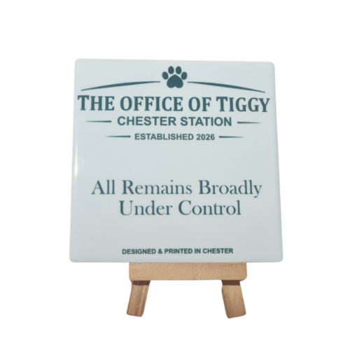 The Office of Tiggy Ceramic Coaster – All Remains Broadly Under Control